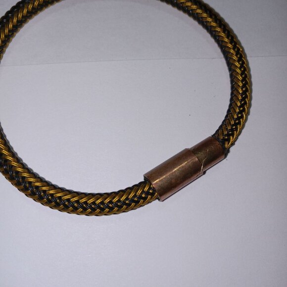 Vintage Braided Copper & Bronze Magnetic Clasp Bracelet Art Deco Chunky Healing - Picture 3 of 7